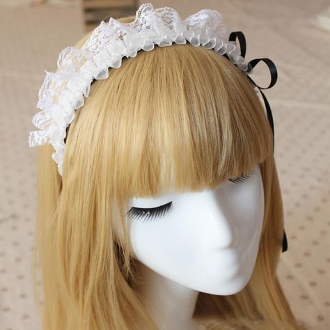 Amazon.com: YOMORIO Women's Hair Hoop Anime Maid Cosplay Headband Lolita Lace Flower Headwear Hair Accessory White: Beauty Maid Headband, Creepy Halloween Party, Maid Cosplay, Anime Maid, Lace Headband, White Clothing, French Maid, Hair Hoop, Lace Headbands