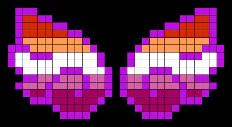 Gay Pixel Art, Perler Hair Clip, Lesbian Perler Bead Ideas, Wing Perler Beads, Pride Perler Bead Patterns, Wings Pixel Art, Pride Perler Beads, Perler Bead Pride Flag, Lgbtq Perler Bead Patterns