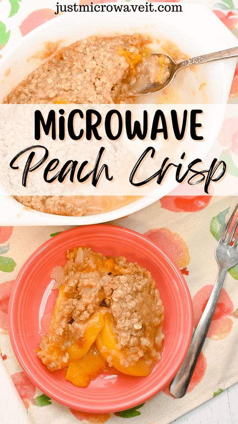 Microwave Peach Crisp, Individual Peach Cobbler, Quick Peach Cobbler, Fresh Peach Crisp, Peach Desserts Easy, Easy Peach Crisp, Fruit Crisp Recipe, Nectarine Recipes, Oatmeal Crisp