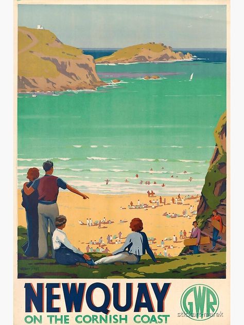 Newquay Cornwall, Cornish Coast, Travel Ads, Railway Posters, Art Deco Print, Large Framed Prints, Vintage Travel Poster, A4 Poster, England Travel