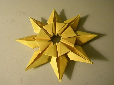 Origami Sun : 5 Steps - Instructables Origami 3d Wallpaper, Origami Sun, Origami Bowl, Best Origami, Origami Projects, Origami Yoda, Wallpaper Sun, Origami Star Box, Dollar Origami