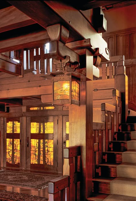 Door Stairs, Craftsman Architecture, Craftsman Lighting, Arts And Crafts Interiors, Gamble House, Craftsman Details, Craftsman Homes, Craftsman Interior, Craftsman Bungalow