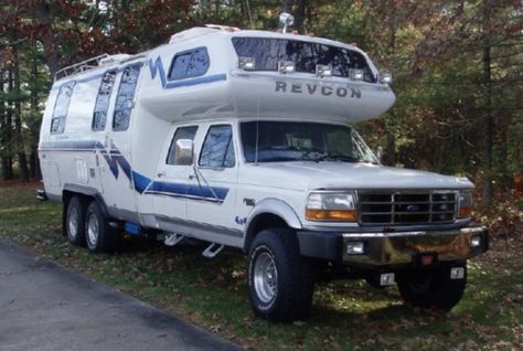 Learn more about Aluminum Shell All-Terrain RV: 1995 Revcon TrailBlazer on Bring a Trailer, the home of the best vintage and classic cars online. Ford Motorhome, Overlanding Vehicles, Camping Vehicles, Fiberglass Camper, Mobil Mustang, Studebaker Trucks, Off Road Camping, Rv Truck, Expedition Truck