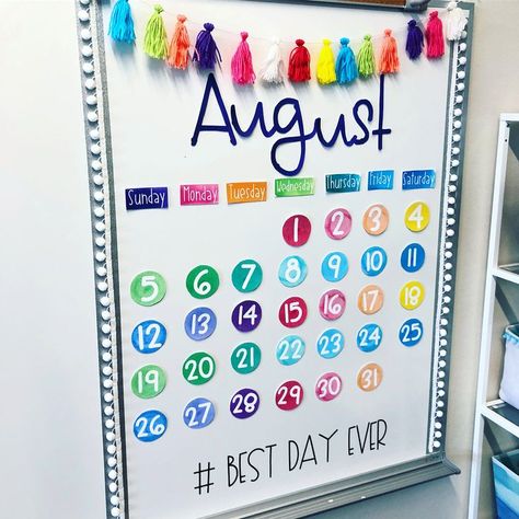 Calendar Bulletin Boards, Classroom Goals, Teaching Fractions, Classroom Calendar, Future Teacher, 3rd Grade Classroom, School Calendar, Diy Classroom, Classroom Bulletin Boards