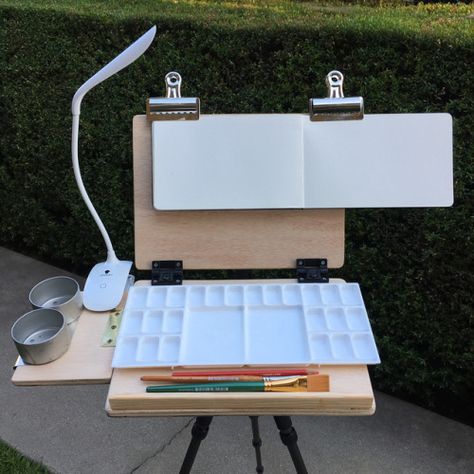 Francis' Sketch Blog! | Fun DIY project! My first attempt didn’t go as... Easel Ideas, Plein Air Easel, Diy Easel, Art Studio Storage, Studio Storage, Pochade Box, Sell Ideas, Nature Journaling, Travel Art Kit