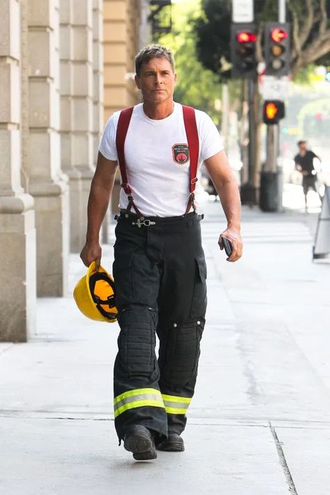 Rob Lowe is sizzling hot in firefighter uniform for 9-1-1: Lonestar | Metro News Rob Lowe Now, Firefighter Uniform, Ace Comics, Firefighter Costume, Prequel Memes, Rob Lowe, Face Time, London Film Festival, Fox Tv