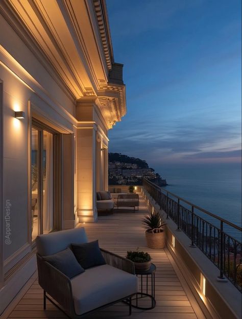 Ocean View Penthouse, House Asthetic Picture, Cozy House Aesthetic, Dream House Aesthetic, Ocean View Apartment, Luxury Flat, Outdoor Living Design, Beach House Design, Dream House Rooms