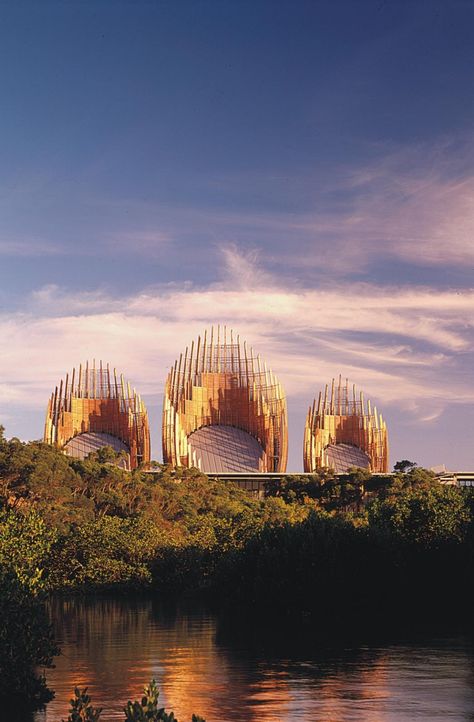 Jean-Marie Tjibaou Cultural Center - Picture gallery Renzo Piano Architecture, Noumea New Caledonia, Famous Architecture, Cultural Centre, Renzo Piano, Amazing Buildings, Unique Architecture, Eco Design, Cultural Center