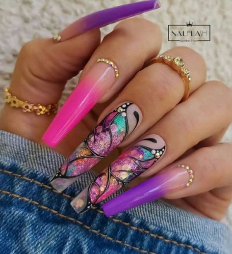 Nails Ballerina, Funky Nail Art, Acrylic Nail Set, Drip Nails, Birthday Nails, Beautiful Nail Art, Funky Nails, Dope Nails, Best Acrylic Nails