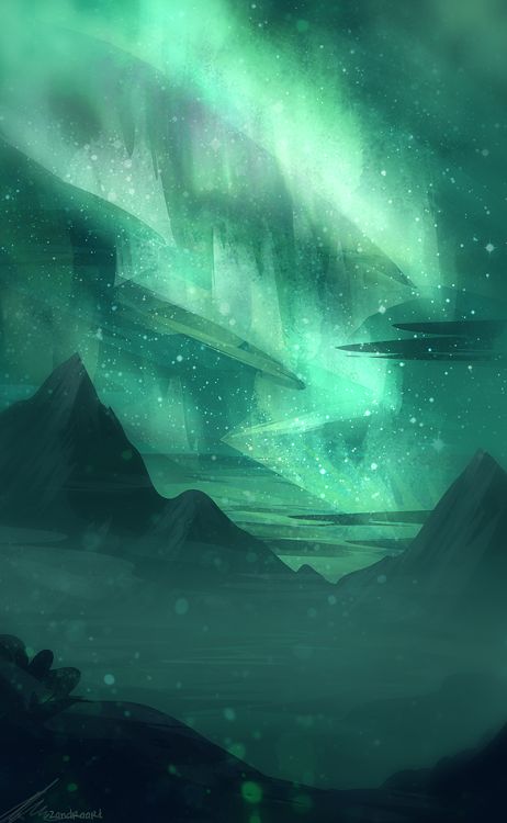 Aurora Art, Fantasy Places, Environment Concept Art, Fantasy Landscape, Scenery Wallpaper, Space Art, Aurora Borealis, Beautiful Landscapes, Aesthetic Art