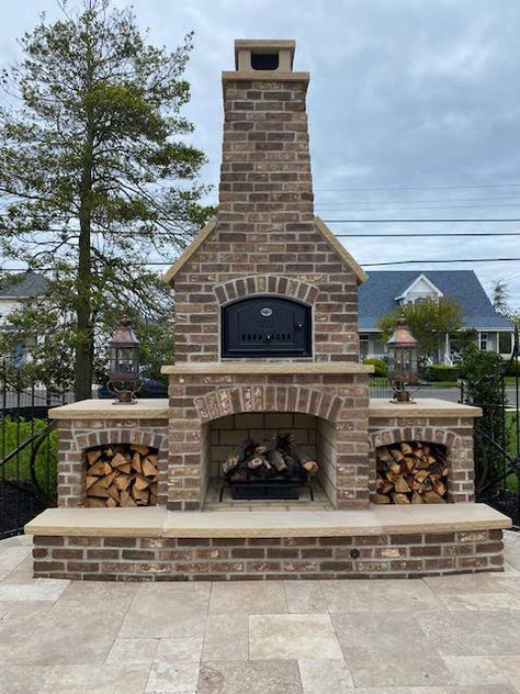 Fireplace And Pizza Oven, Outdoor Fireplace Brick, Pizza Oven Fireplace, Outdoor Fireplace Pizza Oven, Backyard Pizza Oven, Brick Oven Outdoor, Outdoor Stone Fireplaces, Outdoor Fireplace Kits, Oven Fireplace