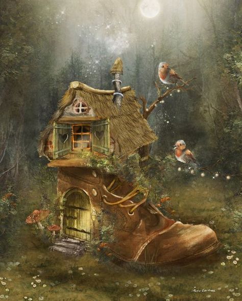 Shoe House, Storybook Art, Stone Facade, House Illustration, House Drawing, Fairytale Art, November 17, Childrens Illustrations, Home Sweet Home