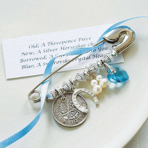 Safety pin beading idea Old New Borrowed Blue, Blue Tutu, Something Old Something New, Something Blue Wedding, Blue Charm, Something Borrowed, Blue Bridal, Something Old, Here Comes The Bride