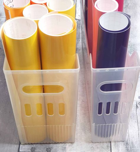 Cricut Vinyl Storage Ideas, Craftroom Ideas, Scrapbooking Room, I Heart Organizing, Cheap Organization, Snack Organizer, Vinyl Roll, Attic Space, Desk Inspiration