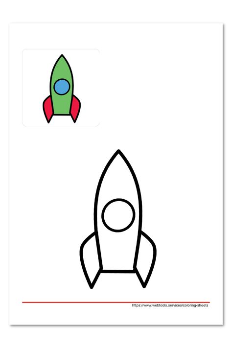 Rocket Coloring Sheet Rocket Coloring Sheet, Rocket Coloring, Preschool Curriculum, Color Worksheets, Cognitive Development, Free Fun, Early Learning, Creative Expressions, Printable Worksheets