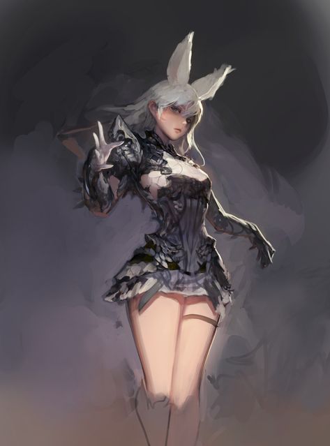 White Rabbit Character, Ffxiv Character, Female Rabbit, Final Fantasy Artwork, Final Fantasy Art, Rabbit Art, Cat Character, Warrior Girl, Girls Characters