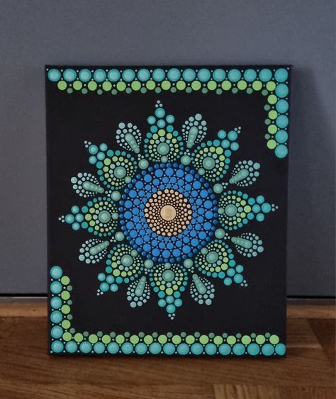 Mandala Dot Painting 6x6, Dot Art On Canvas Acrylics, Dot Painting Ideas Canvases, Dot Painting Mandala Canvas, Rectangle Dot Art, Painting Dots Art, Dotted Painting Ideas, Mandala Dot Art On Rectangular Canvas, Dot Mandala On Rectangle Canvas