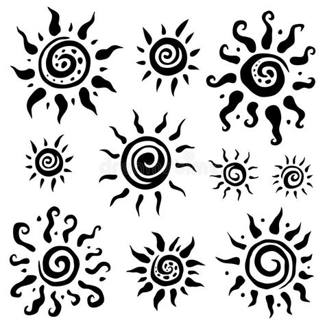 Sun Symbols, Hippie Drawing, Sun Tattoo Designs, Sun Drawing, Henna Inspired Tattoos, Sun Tattoos, Poke Tattoo, Sun Tattoo, Sun Art