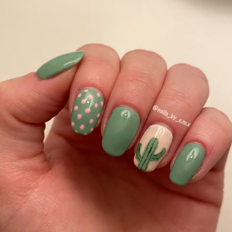 Cactus Nails Design Simple, Cactus Nail Art Simple, Desert Nails Art, Sedona Inspired Nails, Santa Fe Nails, Nail Designs Cactus, Desert Manicure, Desert Inspired Nails, Cactus Pedicure