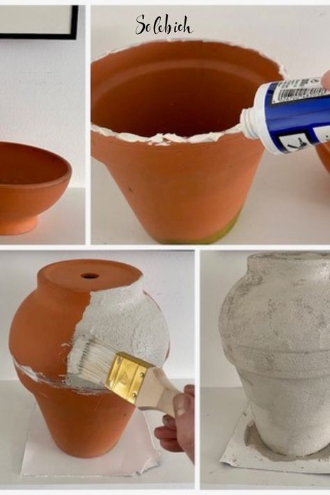 Diy Painted Vases, Container Ideas, House Crafts, Astuces Diy, Diy Upcycling, Diy Pots, Cement Crafts, Diy Pottery, Diy Home Furniture