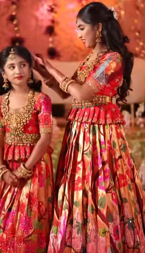 Half Saree Lehenga For Kids, Half Saree For Kids, Half Saree Function Kids, Paithani Lehangas, Kids Saree, Saree Function, Half Saree Function, Kids Party Wear Dresses, Kids Dress Collection