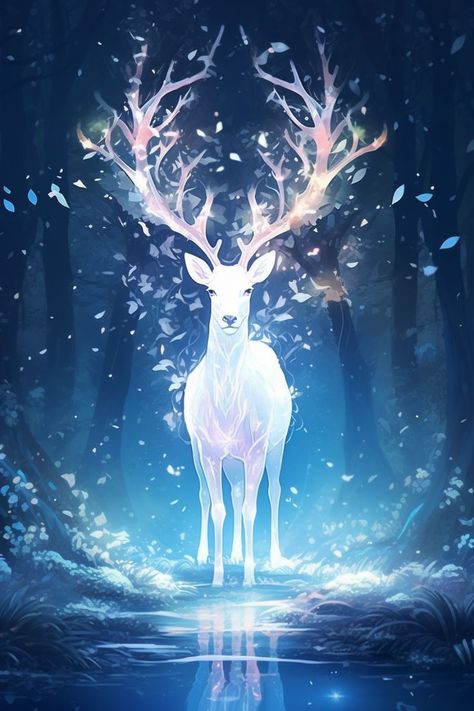 Discover the ethereal beauty of the mystical deer, a symbol of grace and wonder. #FantasyCreatures #DeerMagic Forest Guardian, Wallpaper Brands, Deer Wallpaper, Spiritual Animal, Mythical Creatures Fantasy, Mystical Animals, Creature Artwork, Mythical Animal, Deer Art