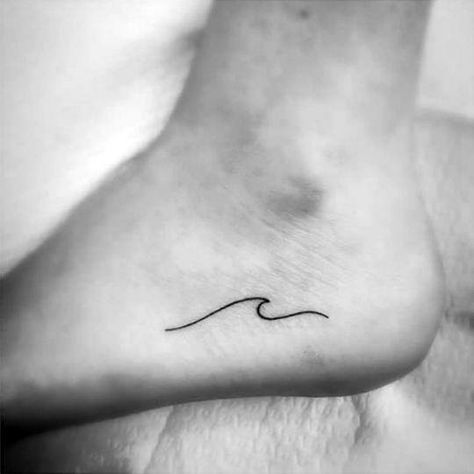 Simple Wave Guys Side Of Foot Tattoo Design Ideas Simple Wave Tattoo, Small Wave Tattoo, Small Foot Tattoos, Wave Tattoo Design, Tattoo Diy, Wave Tattoo, Tattoo Trend, Strength Tattoo, Hawaiian Tattoo