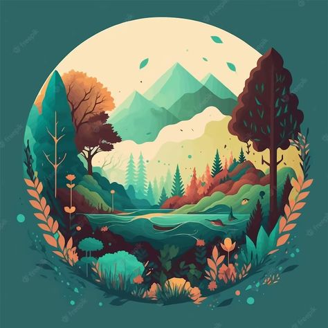 Premium Vector | Nature mountain forest jungle landscape background in vector flat color Jungle Landscape, Vector Nature, Mountain Illustration, Mountain Forest, Forest Illustration, Spring Landscape, Landscape Background, Landscape Illustration, Vector Artwork