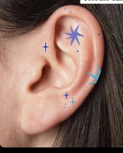 Star On Ear Tattoo, Punk Tactics, Coffee Store, Star Tattoos, Piercing Tattoo, Amelie, Ear Tattoo, Cute Tattoos, Behind Ear Tattoo