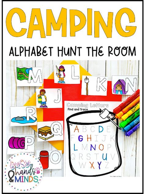 Camping Preschool Theme, Camping Alphabet, Preschool Classroom Themes, Camping Preschool, Preschool Camping, Camping Theme Preschool, Abc Centers, Letter Card, Preschool Planning