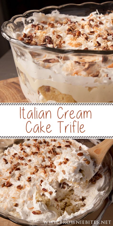 Cannoli Trifle, Italian Cream Cheesecake, Italian Cream Bundt Cake, Tres Leches Trifle, Italian Trifle, Trifle Bowl Desserts, Trifle Bowl Recipes, Cake Trifle, Trifle Dessert Recipes