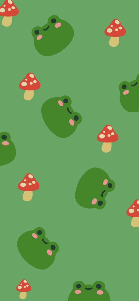 Kawaii Frog & Mushroom Green Wallpapers - Cute Frog Wallpaper Mushroom Wallpaper Ipad, Cute Aesthetic Mushroom Wallpaper, Wallpaper Aesthetic Frog, Cute Green Wallpapers Ipad, Froggy Wallpaper, Green Aestethic Wallpaper, Aesthetic Wallpaper Frogs, Frog Mushroom, Cute Mushroom Background