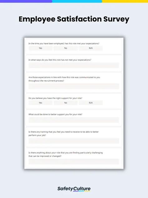Free Employee Satisfaction Survey | PDF | SafetyCulture Employee Satisfaction Survey Questions, Employee Satisfaction Survey, Employee Evaluation Form, Evaluation Employee, Library App, Survey Template, Employee Development, Evaluation Form, Survey Questions