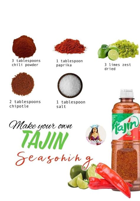 Homemade Tajin, Tajin Seasoning, Tajin Recipes, Homemade Dry Mixes, Homemade Spice Mix, Spice Blends Recipes, Homemade Foods, Seasoning Blends, Homemade Sauce Recipes