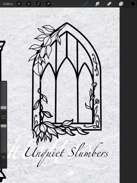 Cathedral Window Drawing, Castle Window Tattoo, Gothic Arch Tattoo, Church Window Tattoo Design, Kettle Tattoo, Window Tattoo Simple, Wuthering Heights Tattoo, Window Tattoo Design, Gothic Line Art