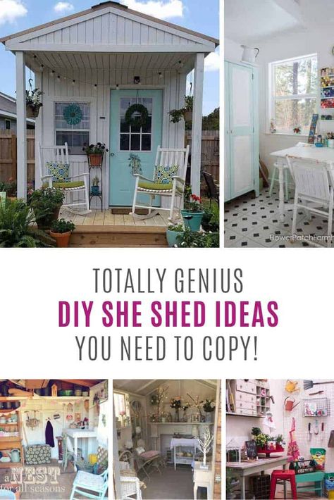 Totally need to make your own she shed at the bottom of the garden! Crafting She Shed, She Shed Ideas Interior, She Shed Interior Ideas, She Shed Craft Room, She Shed Decorating Ideas, She Shed Ideas, Diy She Shed, She Shed Interior, Shed Decor