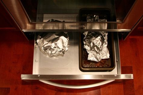 You Know that Drawer Under Your Oven? Take Your Extra Pans Out of It— It's Not for Storage! Here's Its True Purpose Under Oven Storage Drawer, Under Stove Storage Drawer, Drawer Under Stove, Popsugar Food, Keep Food Warm, Warming Drawer, Home Basics, True Purpose, Warm Food