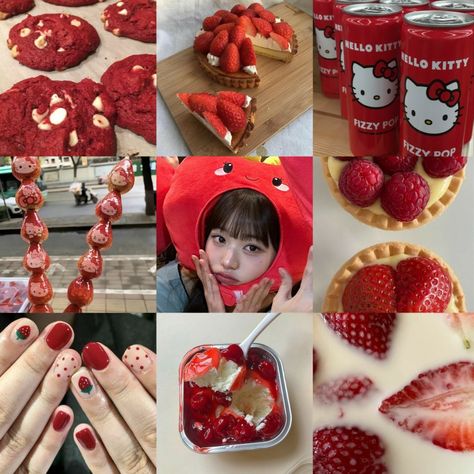 red velvet and strawberry moodboard. Strawberry Moodboard, Kpop Strawberry, Strawberry Girl Aesthetic, Strawberry Design, Strawberry Topping, Instagram Names, Instagram Creative Ideas, Instagram Feed Ideas Posts, Summer Icon