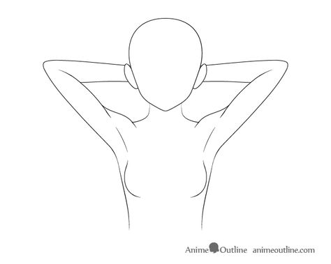 How to Draw Anime & Manga Arms Tutorial - AnimeOutline Arm Over Head Pose, Arm Behind Head Pose Drawing, Arms Behind Head Pose, Hands Behind Head Pose, Arms Tutorial, Anime Arms, Head Pose, Learn To Draw Anime, Rope Drawing