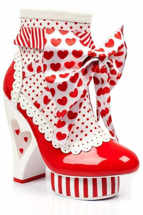 Red Platform Shoes, Muses Shoes, Polka Dot Shoes, Vanellope Von Schweetz, Irregular Choice Shoes, Heart Shoes, Funky Shoes, Kawaii Shoes, Platform High Heel Shoes