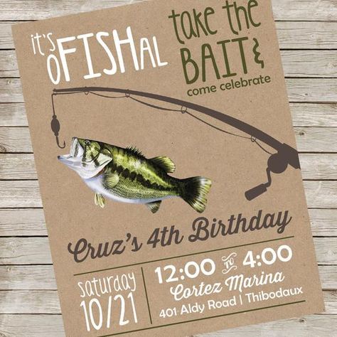 Fishing Invitation PIY file ~ Bass Fishing Birthday Party Invite ~ Fishing Printable Digital File Fishing Birthday Party Boys, Fishing Invitations, Fishing Birthday Invitations, Fishing Themed Birthday Party, Digital Wedding Invitations Templates, Fishing Birthday Party, Dads Birthday, Fishing Party, Fishing Birthday