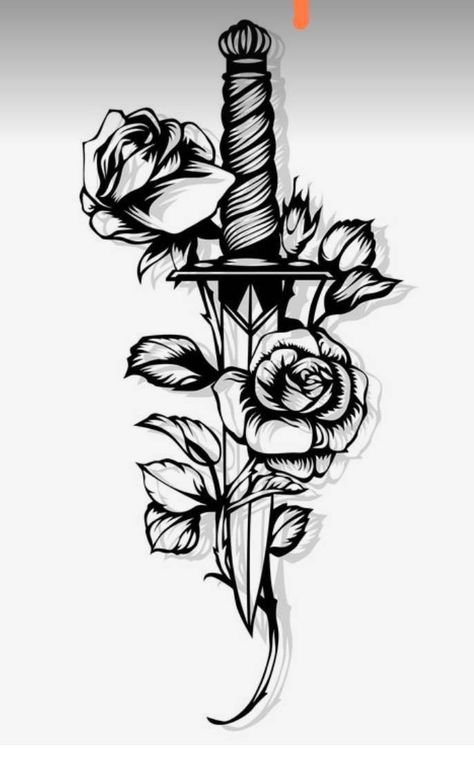 Knife And Rose Tattoo, Rose Clip Art, Dark Roses Tattoo, Cheetah Drawing, Geometric Tattoo Sleeve Designs, Sunflower Tattoo Sleeve, Illustration Rose, Rose Svg, Rose Sketch