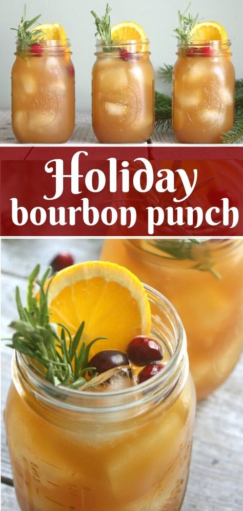 holiday bourbon punch Recipes With Bourbon, Wine Punch Recipes, Bourbon Punch, Christmas Punch Recipes, Citrus Cocktails, Holiday Punch, Bourbon Drinks, Christmas Punch, Winter Cocktails