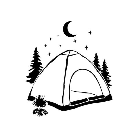 Camping Clip Art, Camping Cartoon, White Pattern Background, Camping Drawing, Clip Art Black And White, Camping Clipart, Easy Art For Kids, City Sketch, Illustration Art Drawing