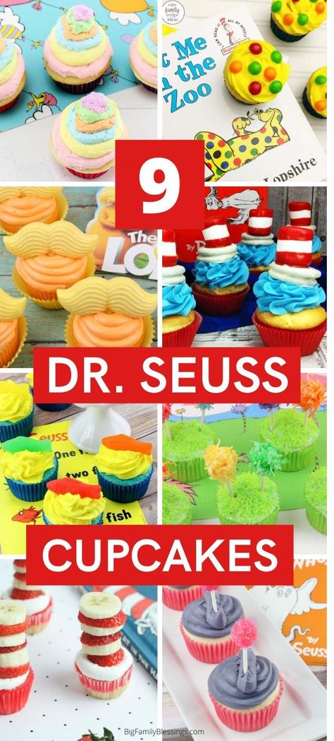 Dr Seuss Treats, Dr Suess Cakes, Dr Seuss Cupcakes, Dr Seuss Snacks, Seuss Cupcakes, Doctor Suess Birthday, Dr Seuss Cake, Dr Seuss Party Ideas, Fishing Cupcakes