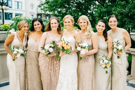 Bridesmaid Checklist, Embellished Bridesmaid Dress, Metallic Bridesmaid Dresses, Nude Wedding, Trendy Bridesmaids, Wedding Bridesmaids Dresses Blue, Gold Dresses, Sequin Bridesmaid, Gold Bridesmaid Dresses