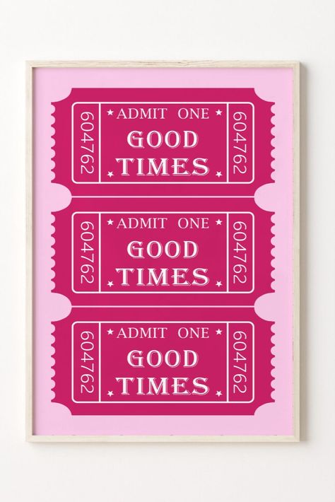 Good Time Admit One Ticket, Bar Cart Art, Preppy Y2k Room Decor,Trendy Retro Wall Art, Funky Decor,Pink Girly Wall Art, Aesthetic Room Decor Admit One Ticket, Y2k Room Decor, Y2k Room, Bar Cart Art, Funky Decor, Girly Wall Art, Admit One, Collage Poster, 70s Retro