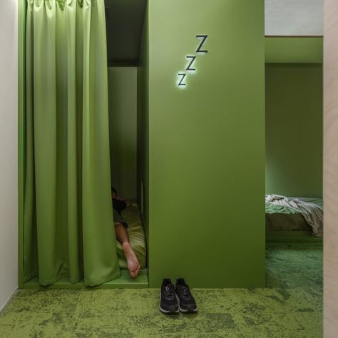 Office Rest Room Design, Nap Area Office, Office Nap Room, Office Resting Area, Nap Room Office, Nap Pods Office, Rest Area Design, Office Rest Area, Office Sleeping Pod