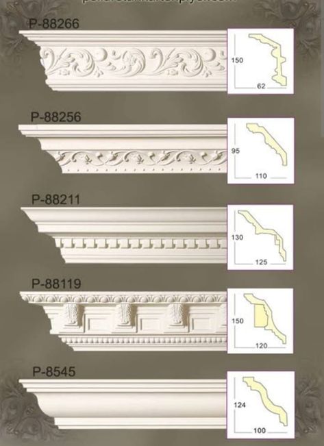 Crown Molding French, French Crown Molding, Kitchen Arch Design Modern With Cement, French Cornice, Frame Molding On Walls, French Molding, Cornice Detail, Tuscan Interior, Wall Molding Design