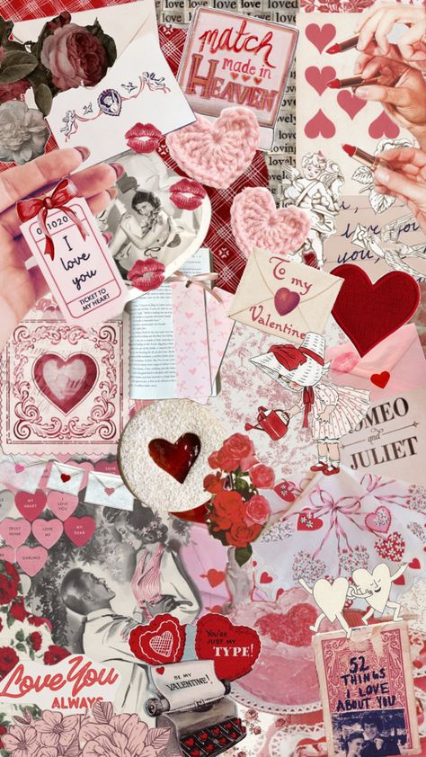 Vintage Valentines Day Aesthetic, Valentine Core, Valentine Collage, Valentine's Day Aesthetic, February Art, Valentines Day Aesthetic, Valentines Aesthetic, Valentines Day Words, Lovecore Aesthetic